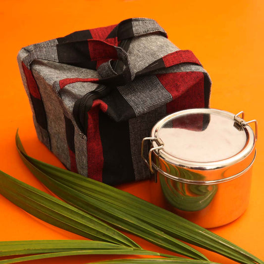 Grey Diagonal Zipper Lunch Bag