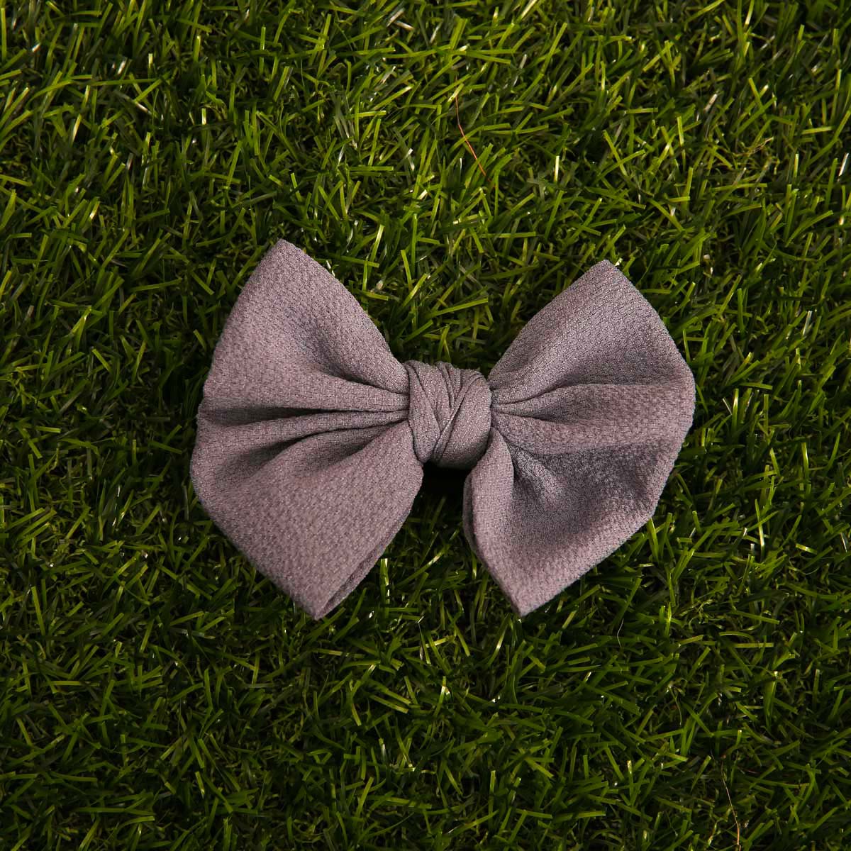 Grey Poofy Hair Tie Bow