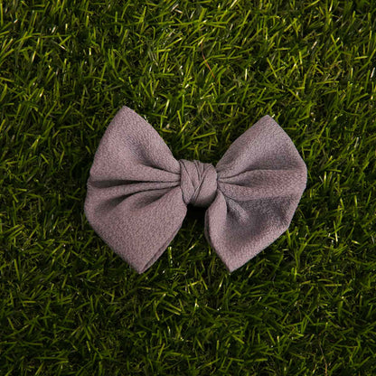 Grey Poofy Hair Tie Bow