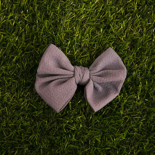 Grey Poofy Hair Tie Bow