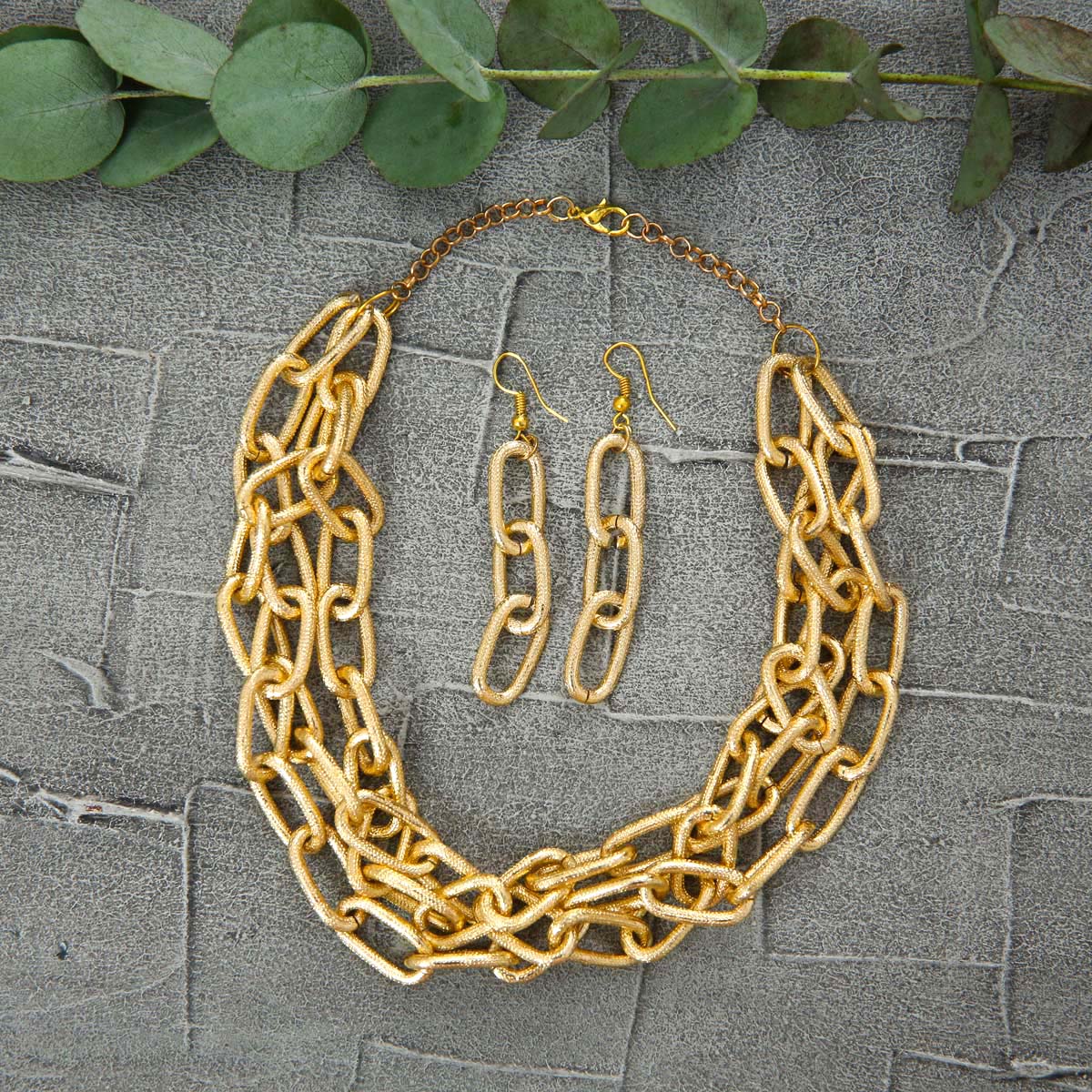 Gold Chain Link Jewellery Set