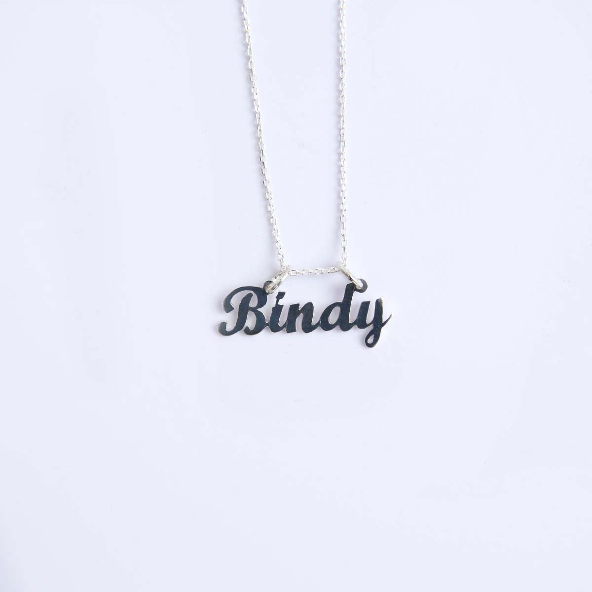 Silver Custom Nametag Pendant With Box Chain