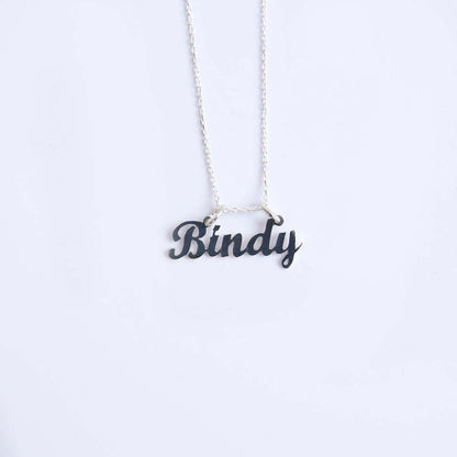 Silver Custom Nametag Pendant With Box Chain