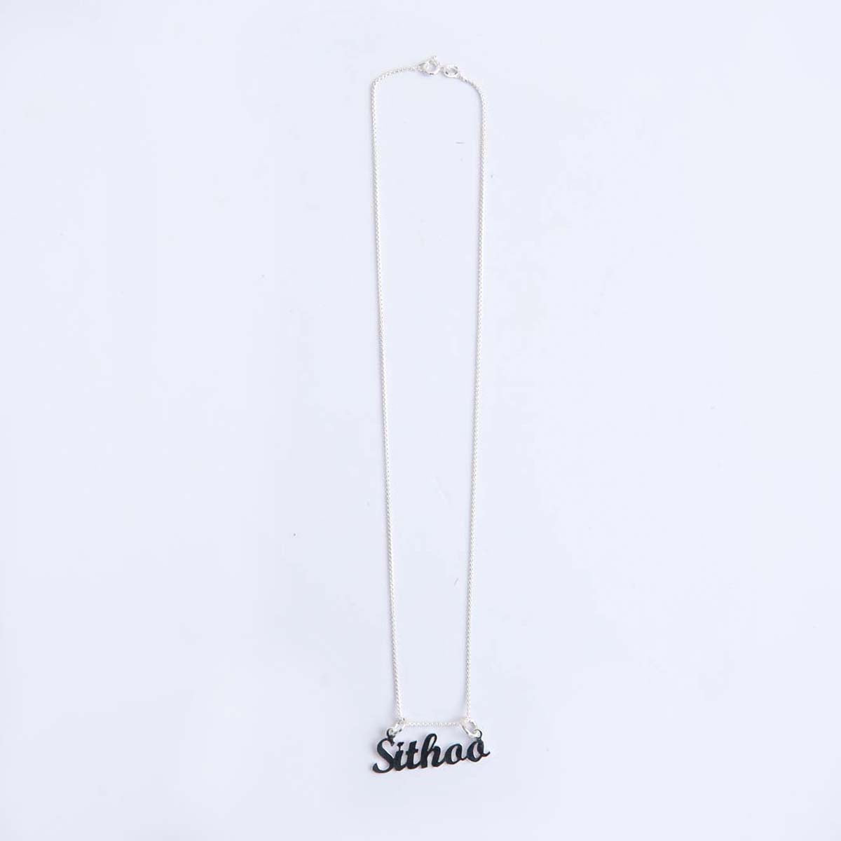 Silver Custom Nametag Pendant With Link Chain