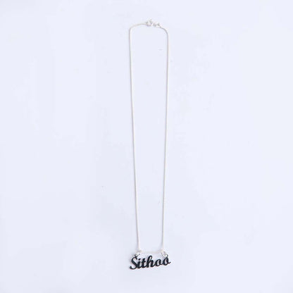 Silver Custom Nametag Pendant With Link Chain