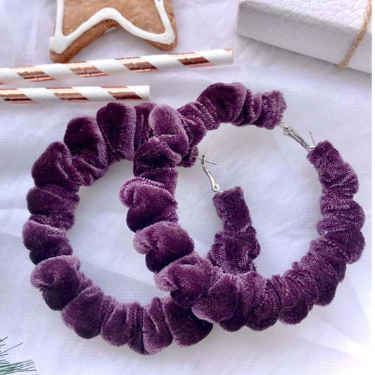 Wine Velvet Hoop Earrings
