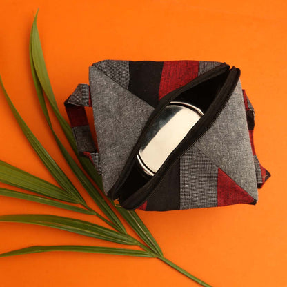 Grey Diagonal Zipper Lunch Bag