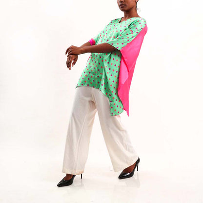 Mint Polka Silk Batik Top