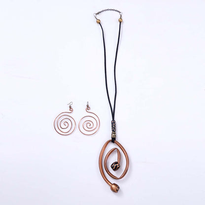 Metal Swirl Necklace & Earring Set