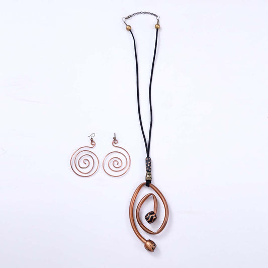 Metal Swirl Necklace & Earring Set