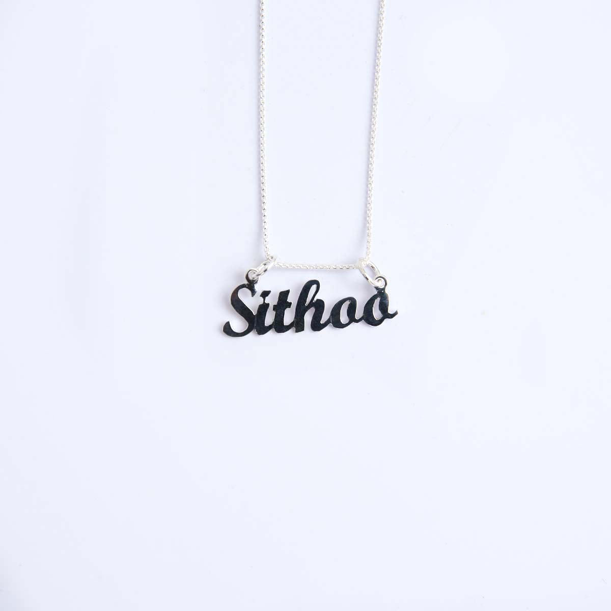Silver Custom Nametag Pendant With Link Chain
