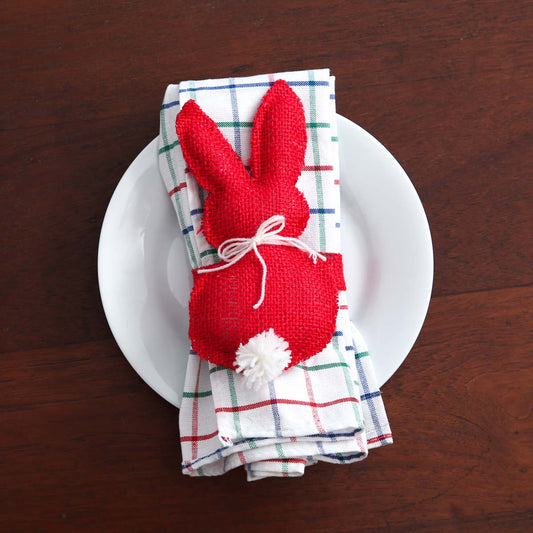 Red Easter Bunny Napkin Ring Holder Set