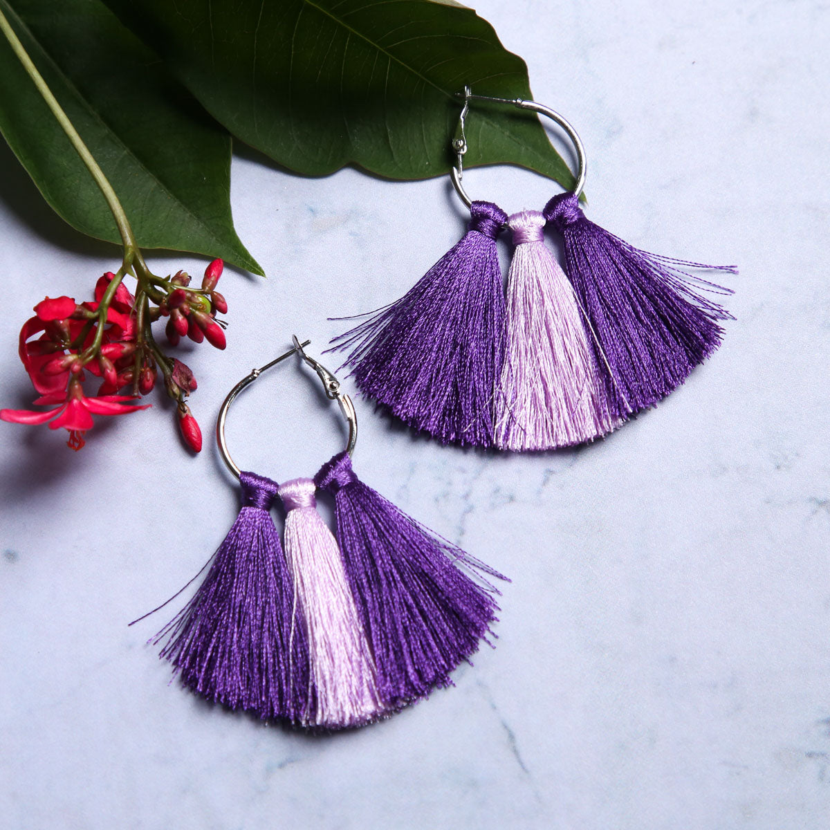 Shades Of Purple Tassel Earrings