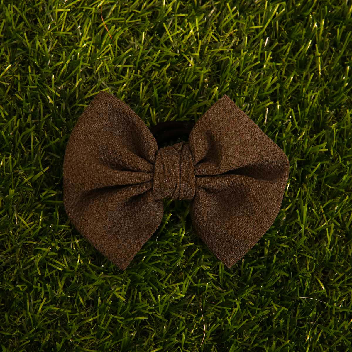 Brown Poofy Hair Tie Bow