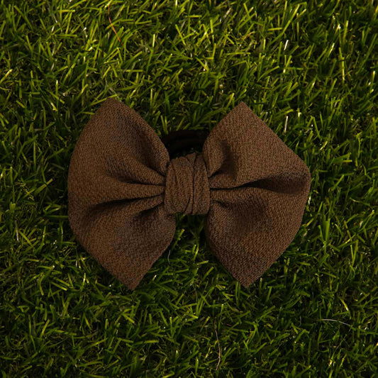 Brown Poofy Hair Tie Bow
