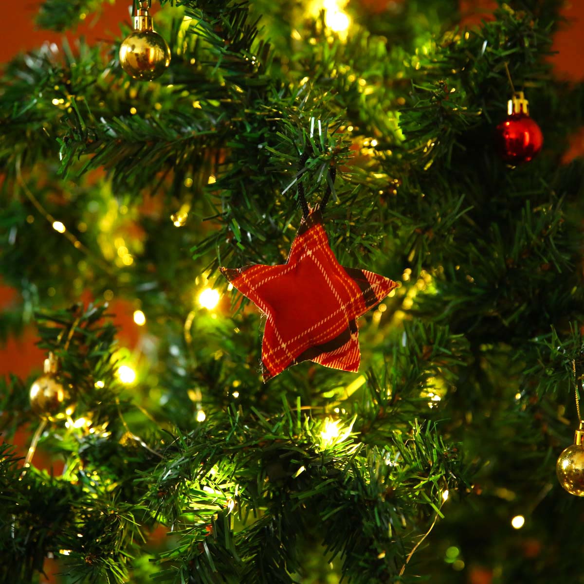 Gingham Star Tree Ornament