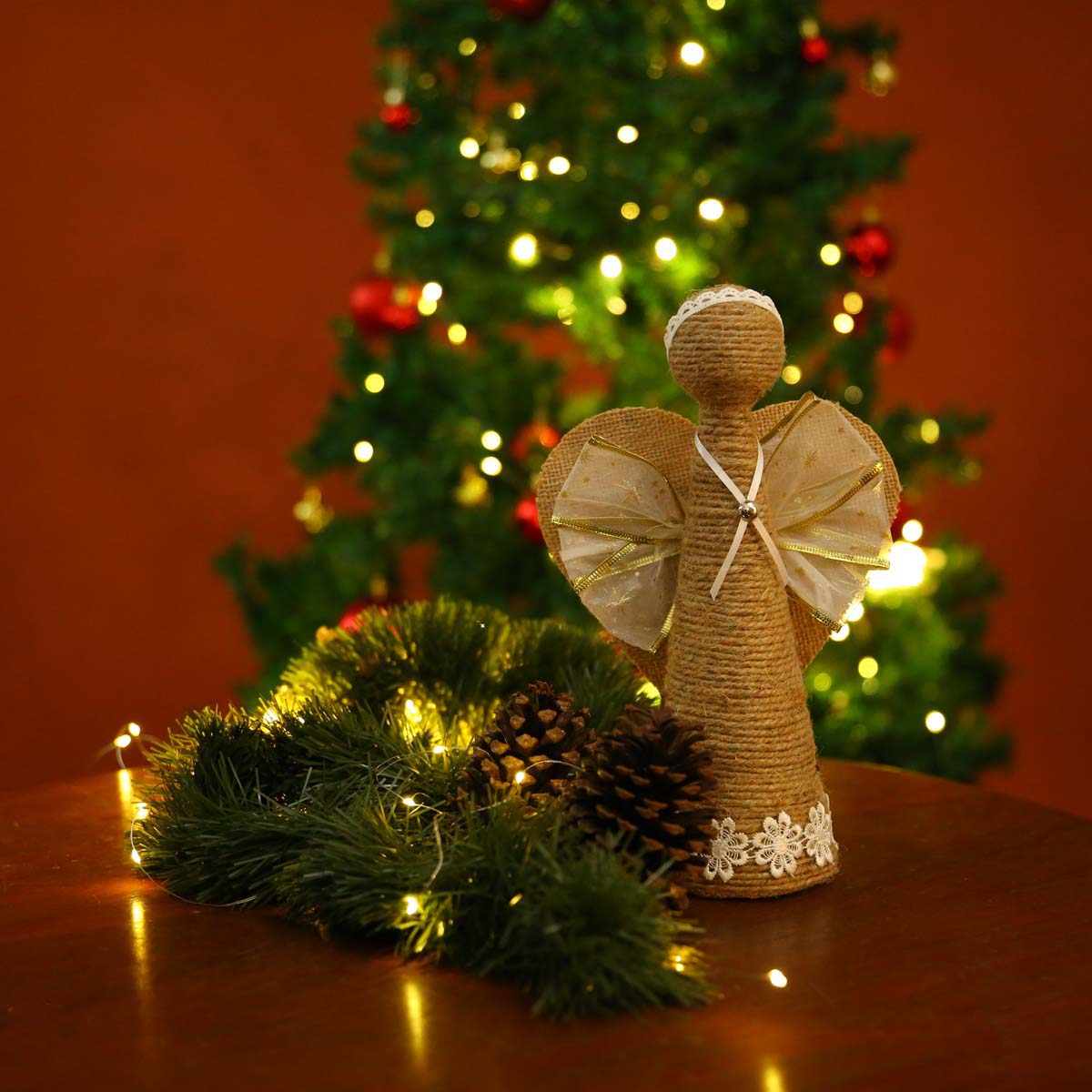 Burlap Thread Angel Ornament