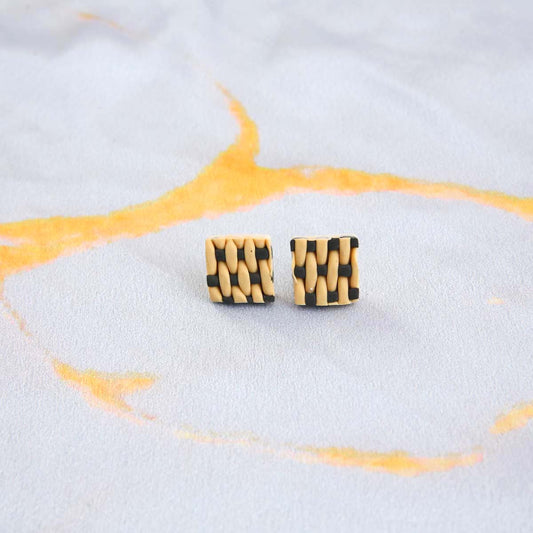 Woven Square Clay Earrings