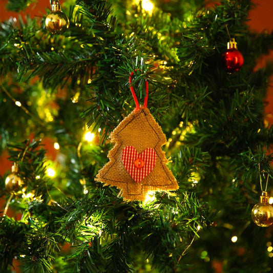 Burlap Christmas Tree Ornament