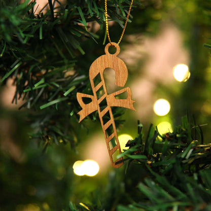 Candy Cane Wooden Ornament