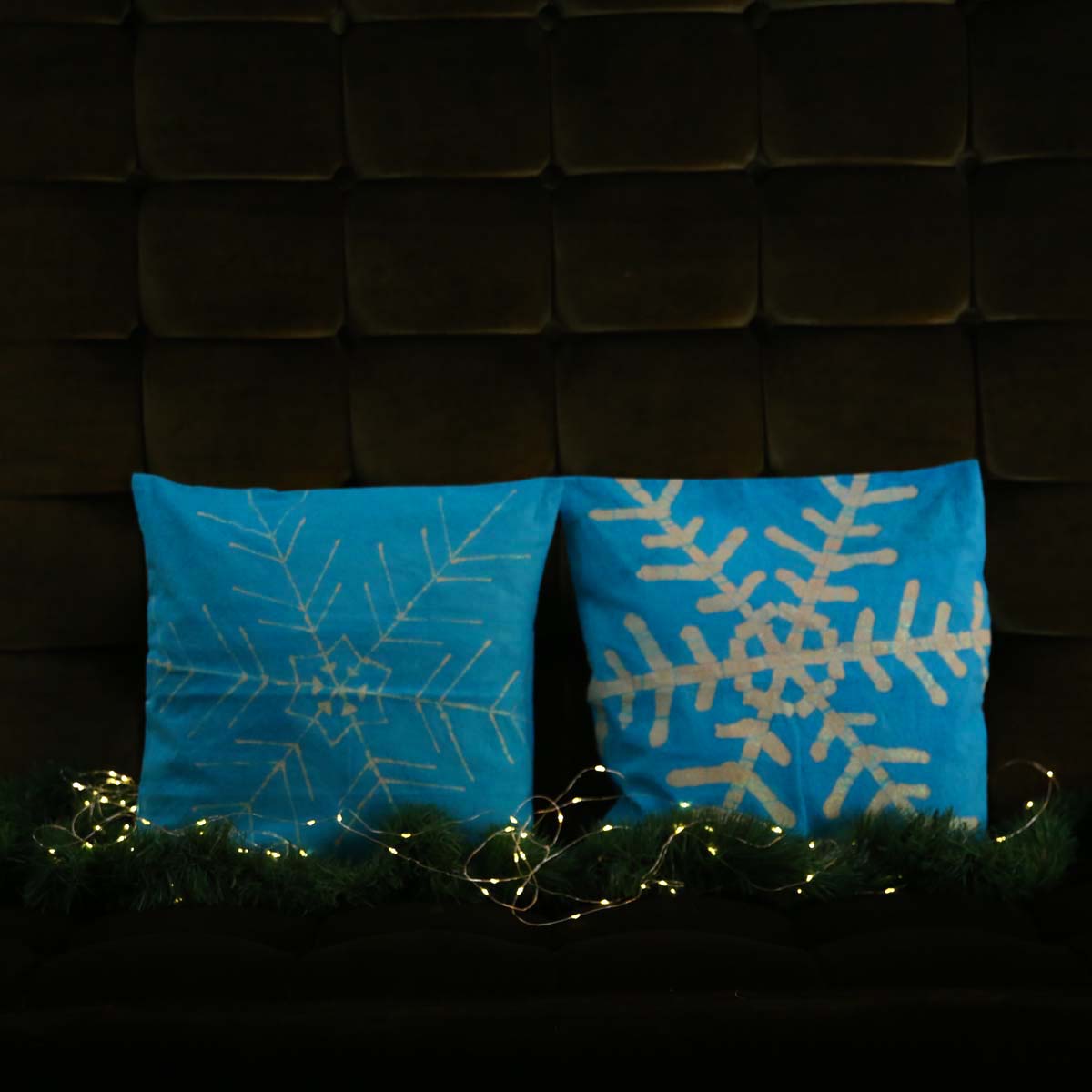 Blue Christmas Runner & Cushion Cover Set