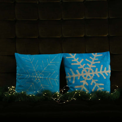 Blue Christmas Runner & Cushion Cover Set