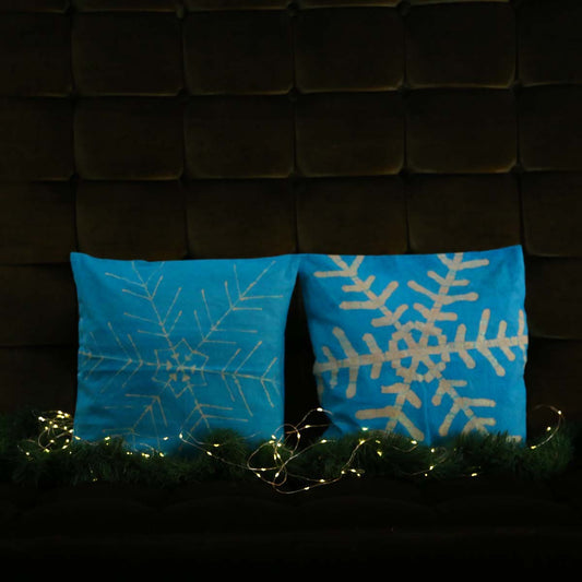Blue Christmas Runner & Cushion Cover Set