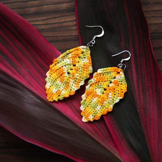 Tumeric Leaf Crochet Earrings