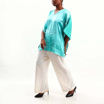 Teal Silk Batik Top