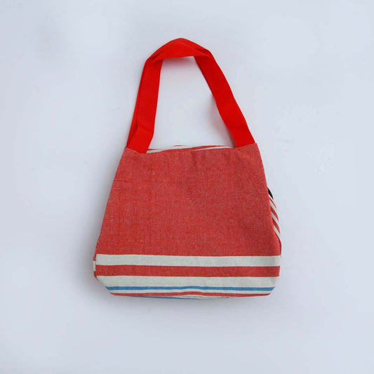 Red Handloom Lunch Bag