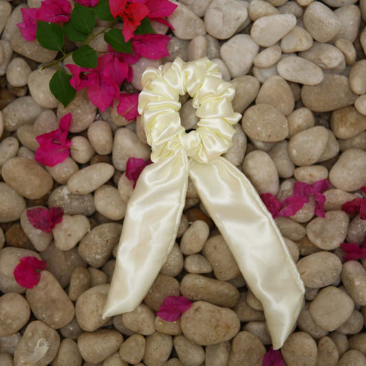 Ivory Satin Scarf Scrunchie