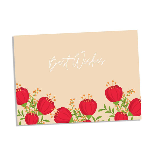 Best wishes red floral Greeting Card