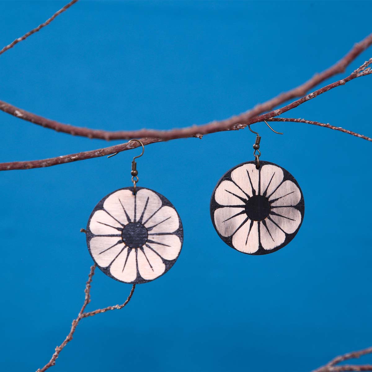 Ebony Flower Earrings