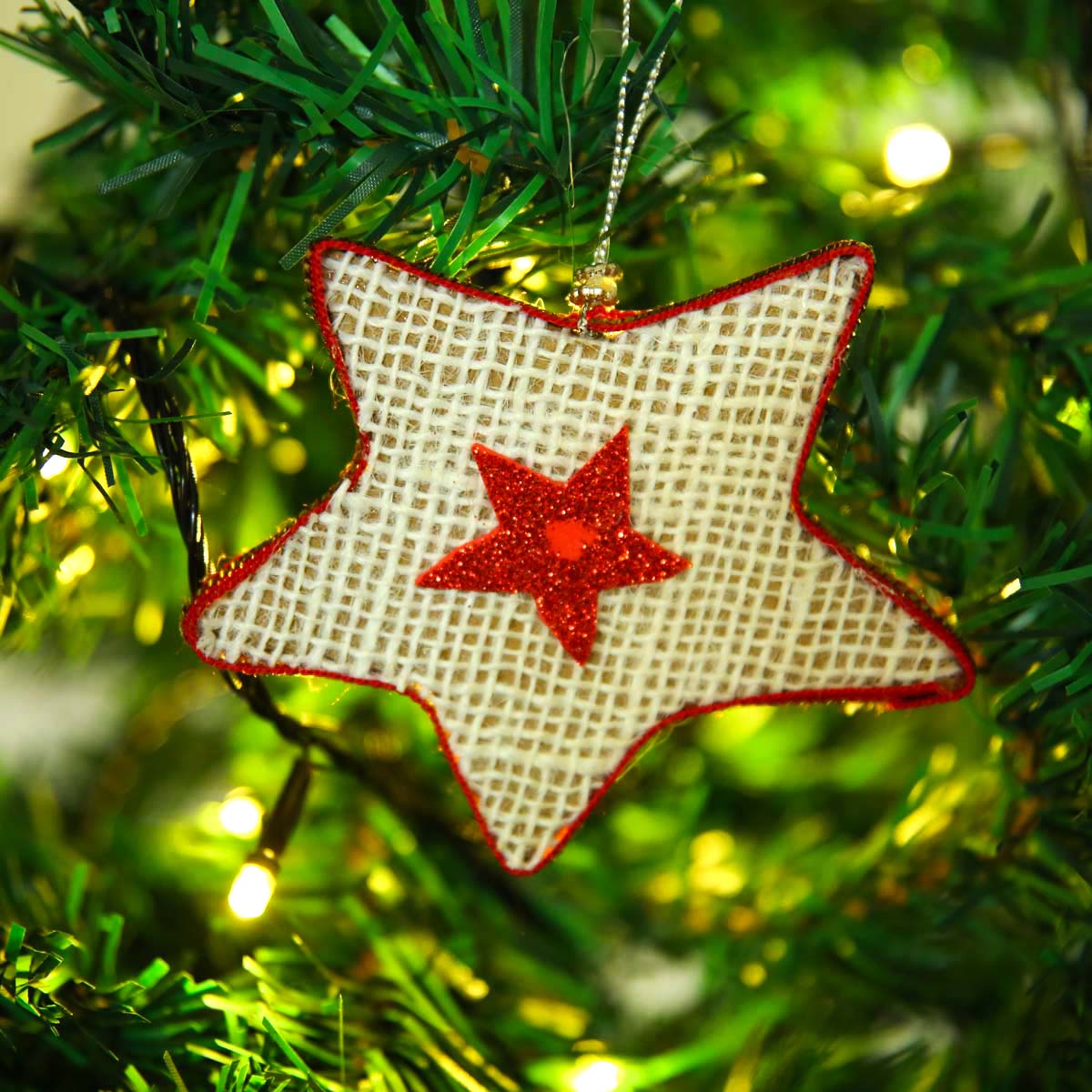 Burlap Christmas Ornament Set