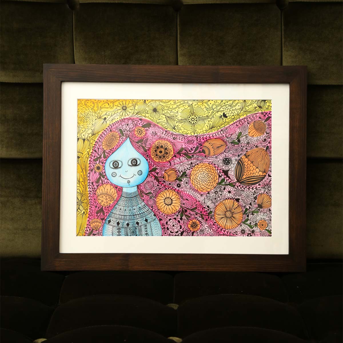 Raindrop Girl Painting