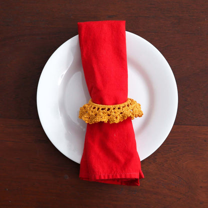 Mustard Crochet Napkin Ring Set