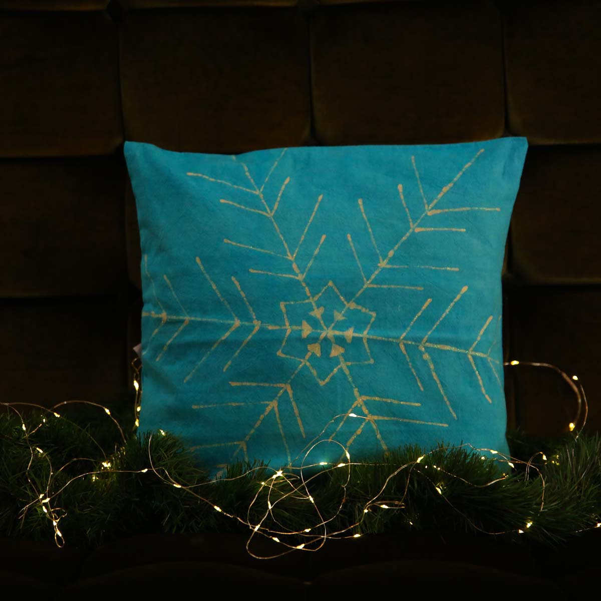 Blue Christmas Runner & Cushion Cover Set