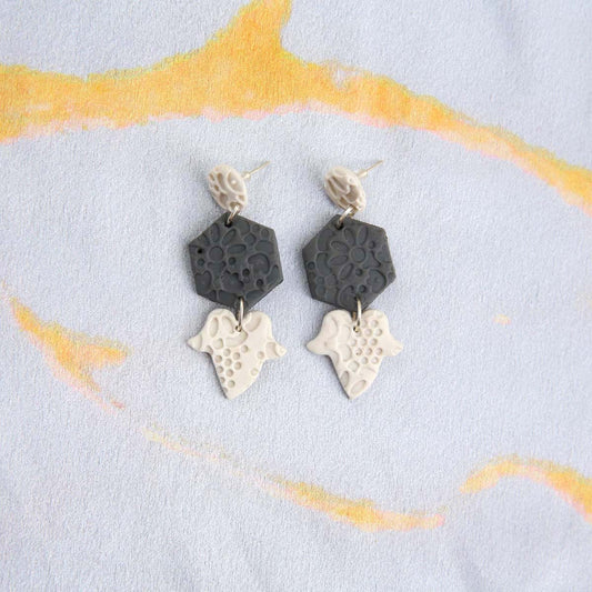 Lace Print Embossed Earrings