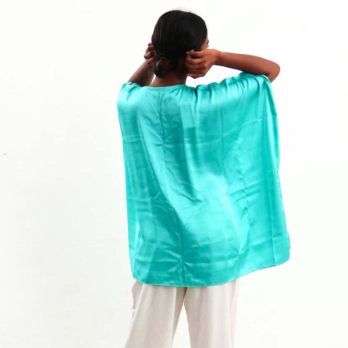 Teal Silk Batik Top