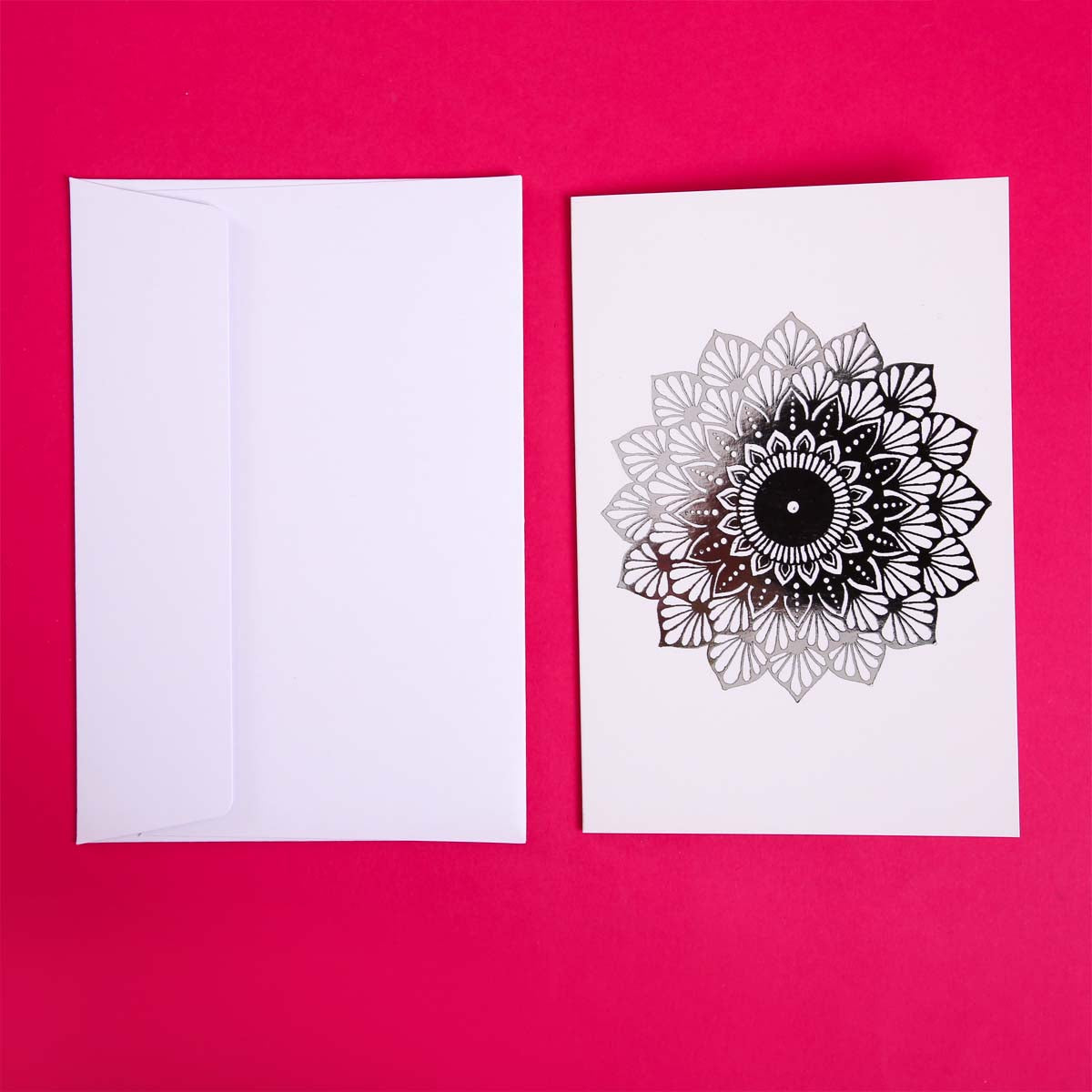 Silver Foil Daffodil Mandala Card Set