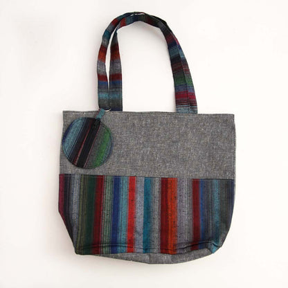 Grey Tote With Earphone Pouch