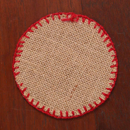 Rainbow Burlap Coaster Set