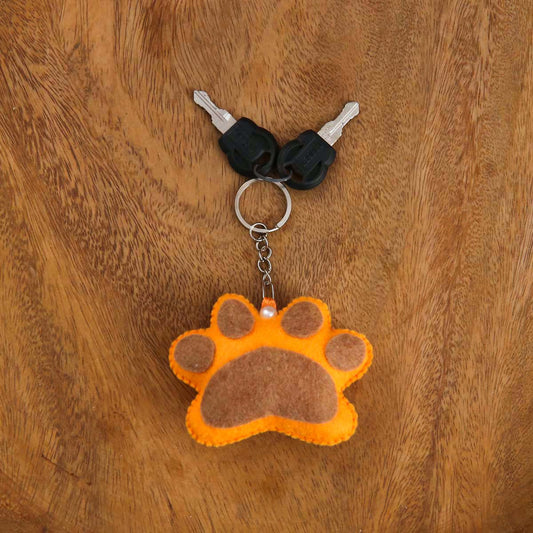 Orange Paw Felt Keytag