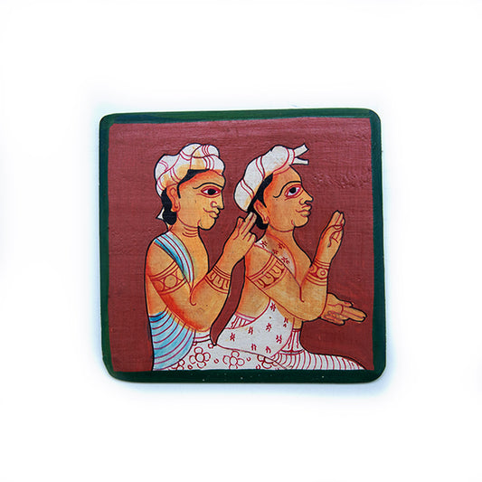singing Duo Traditional Wooden Coaster