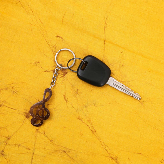 Treble Clef Coconut Shell Key Tag