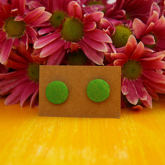 Neon Green Handloom Stud Earrings
