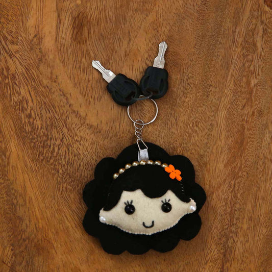 Beaded Girl Felt Keytag