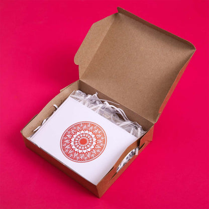 Red & Orange Shaded Lazy Daisy Mandala Card Set