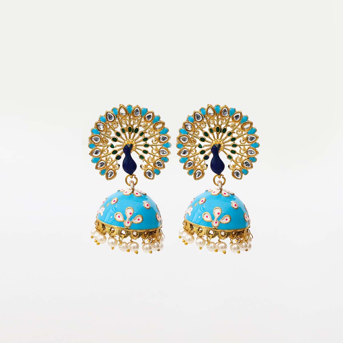 Sapphire Peacock Jhumka Earrings