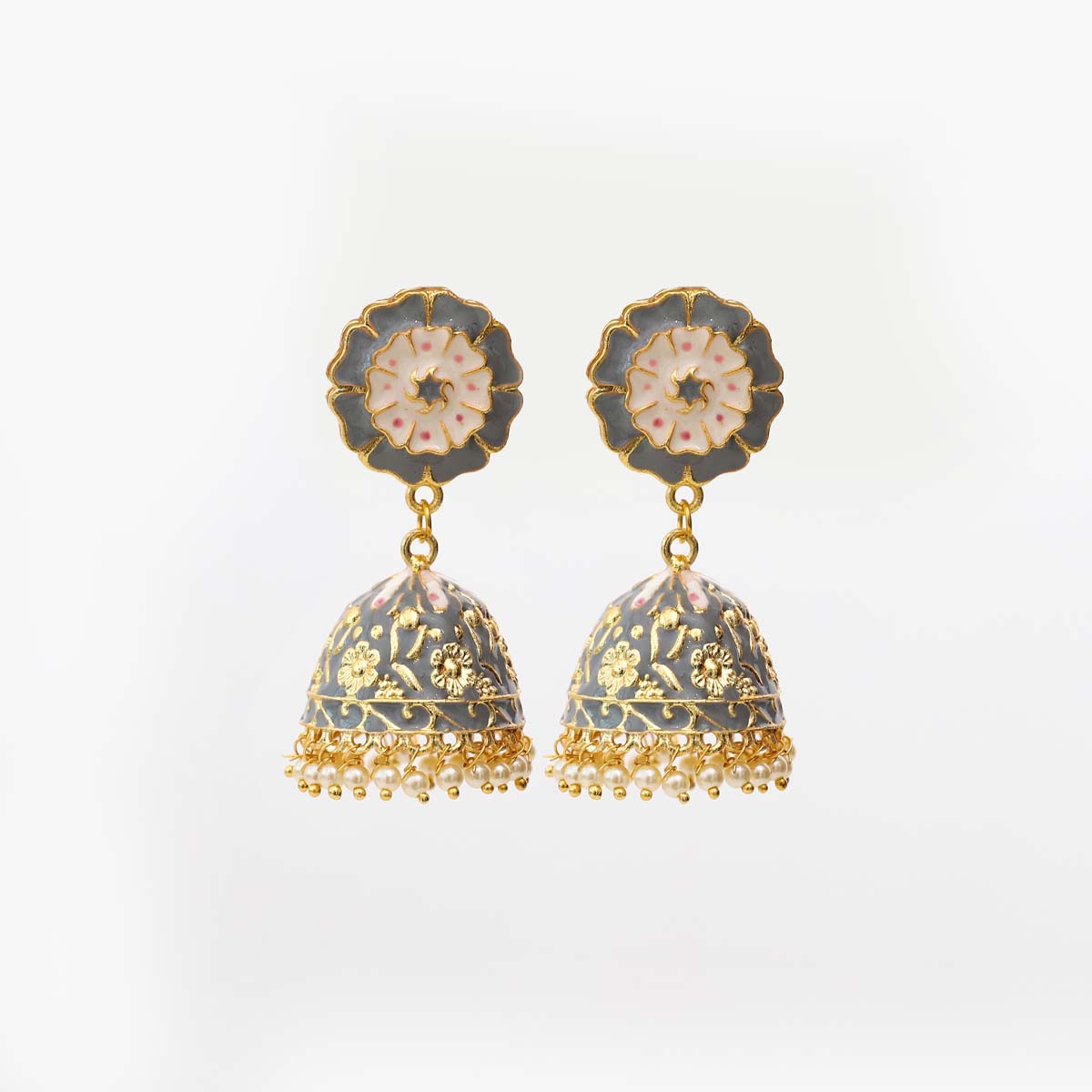 Lotus Floral Jhumka Earrings